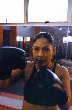 Boxer Woman Close Punch