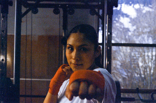 Boxer Woman Throwing Punch