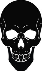 Obraz premium black skull with white eyes and teeth on white background for halloween or death concepts