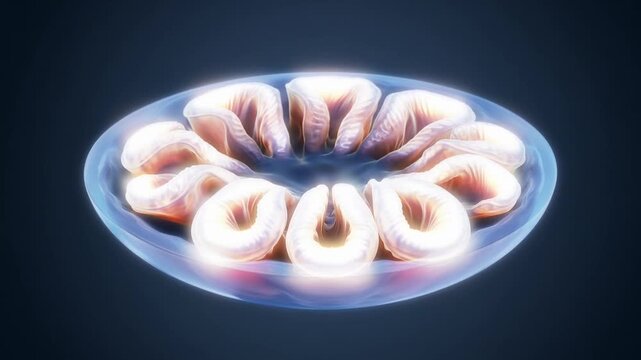 3D Mitochondria Diagram of Cellular Organelle and Cristae