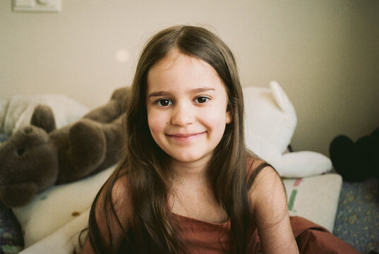 Smiling Young Girl Portrait at Home