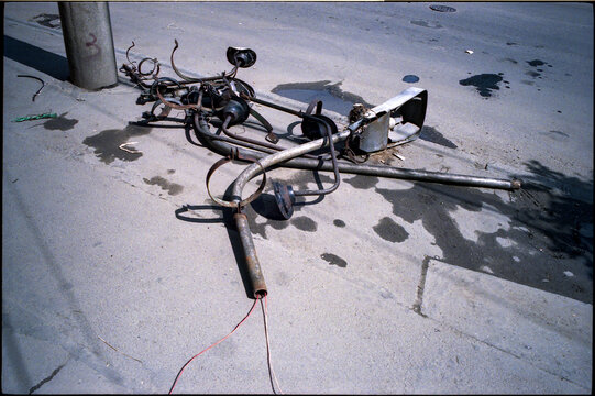 Old scrap metal from a street lamp