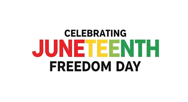 Colorful graphic celebrating juneteenth freedom day with vibrant letters happy mothers day