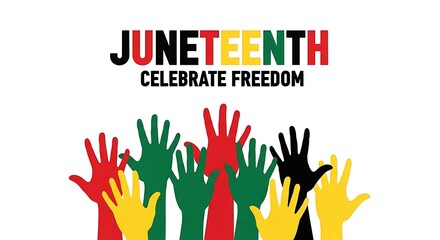 Fototapeta premium Juneteenth celebration emphasizing freedom and unity through diverse raised hands. happy mothers day