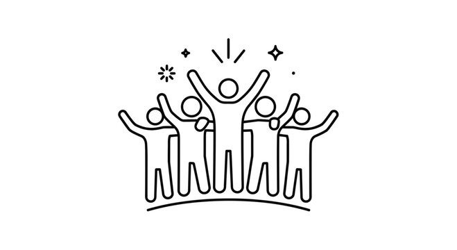 People Celebrating with Raised Arms.