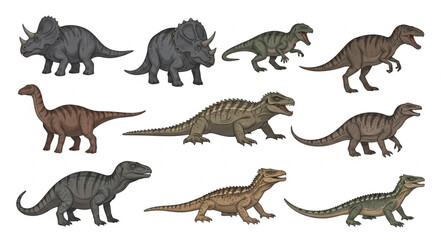 Collection of various dinosaur species illustration. © paramita