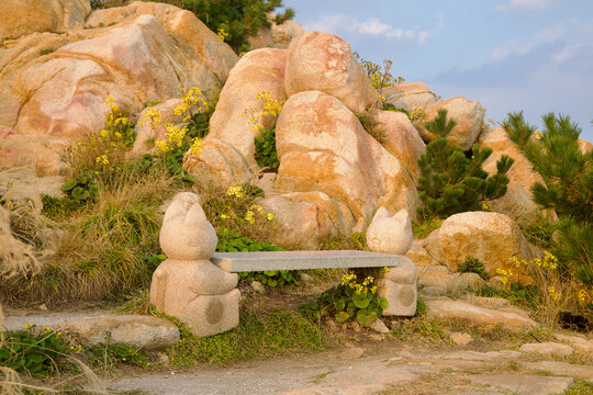 Stone Bench Among Granite Boulders