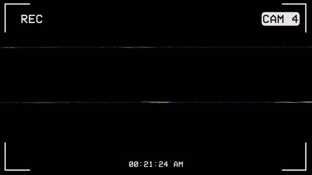 retro CCTV recording interface overlay with time and icons recorder on transparent background. security system visuals, digital monitoring with effects. CAM 4. 4K VIdeo