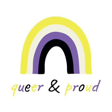 Colorful rainbow shape Non-binary pride flag Happy pride day LGBTQIA community Pride Month Vector hand drawn doodle for posters, stickers, logo, cards