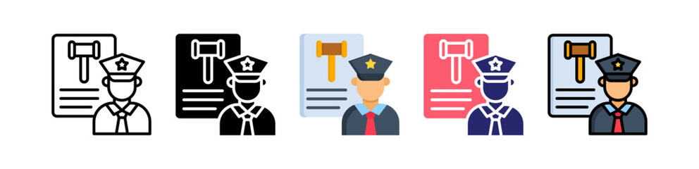 Fototapeta premium Law Enforcement Multiple Style Icon Set Collection. 