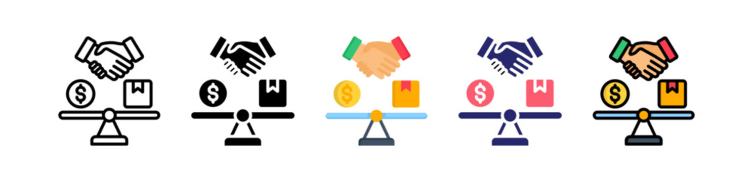 Fair Trade Multiple Style Icon Set Collection. 