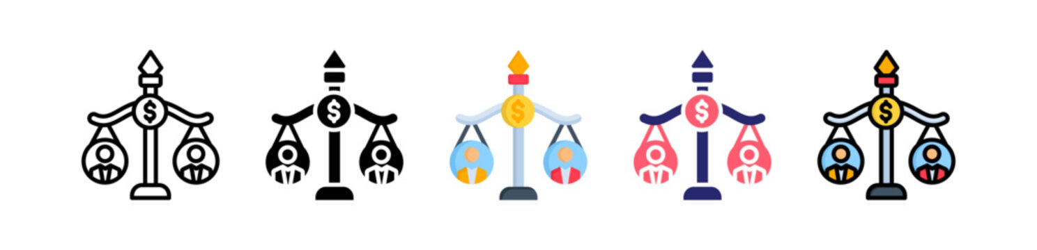 Equal Pay Multiple Style Icon Set Collection. 