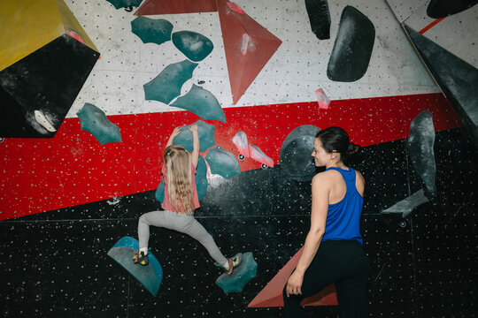 Mother and daughter Rock Climbing