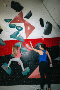Mother and daughter Rock Climbing