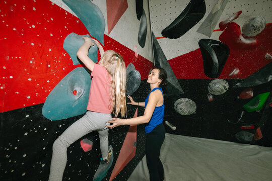 Mother and daughter Rock Climbing
