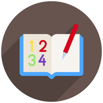 Book Rounded Flat Color Icon Mini Illustration, Use For Modern Concept, Print, Ui, Ux Kit, Web And App Development. Vector Related To Kindergarten, Preschool, Kids And Baby