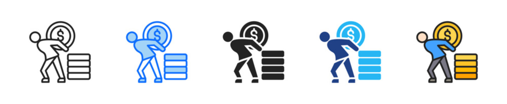 Customer Cost Burden Icon Set Multiple Style Collection