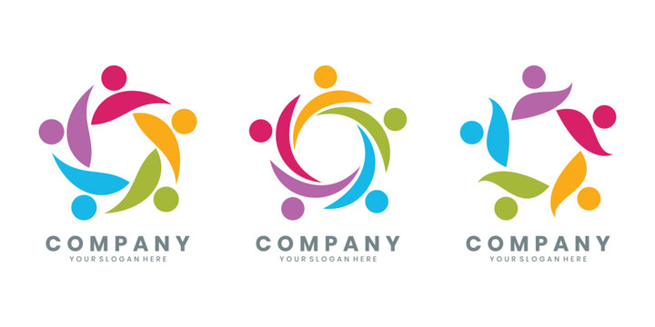 Abstract community logo set with people figure