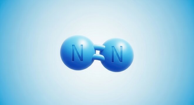 Stylized representation of a diatomic nitrogen molecule for scientific concepts and educational