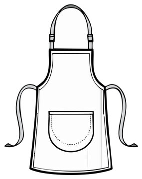 Simple illustration of a blank white apron with a pocket and shoulder straps