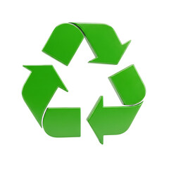 Obraz premium Green recycling symbol made of three arrows on white background