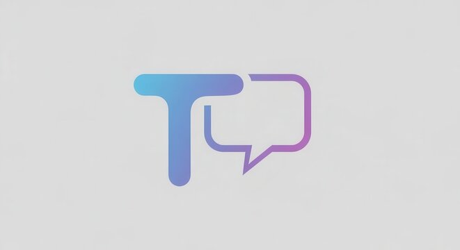 Stylized letter T and speech bubble icon for innovative digital communication and modern messaging