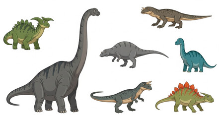 Collection of various dinosaur species illustration. © sa