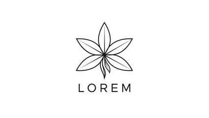 Obraz premium Elegant and minimalist nature logo design featuring a stylized green leaf motif above the placeholder text LOREM on a clean white background.