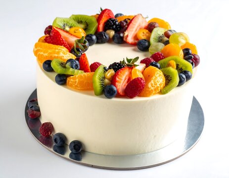 Delicious fruit cake with white frosting.