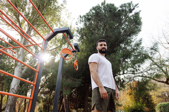 a young man doing sports outdoors