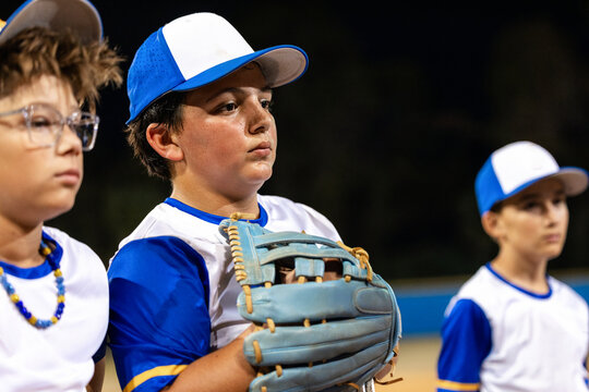 attentive Pitcher or baseman during the team talk