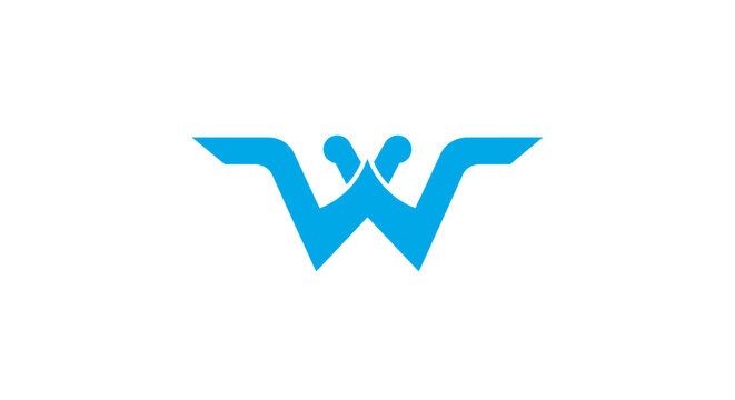 Abstract blue w lettermark design on white background graphic