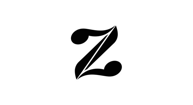 Abstract graphic design element featuring a letter z in black and white