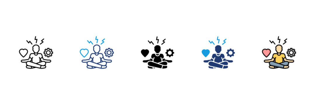 Stress Reduction Icon Set Mul...