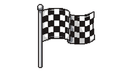 Fototapeta premium Checkered Flag Waving on Pole Symbolizing Victory and Racing.