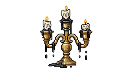 Fototapeta premium Antique Candelabra with Dripping Wax and Burning Candles.