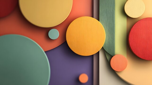 A colorful abstract painting with many circles