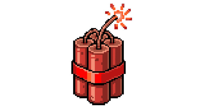 Dynamite bundle with burning fuse ready to explode.