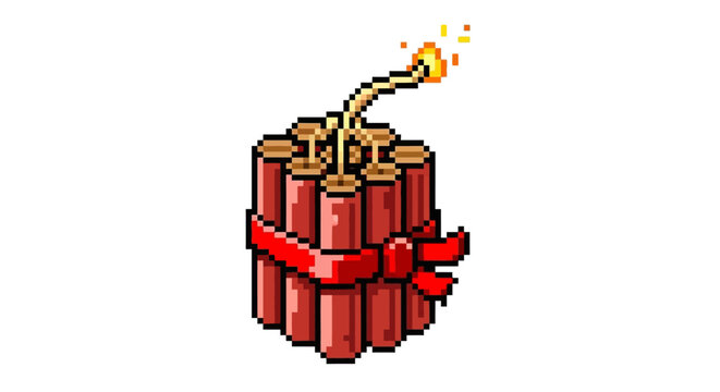 Dynamite bundle with burning fuse ready to explode.