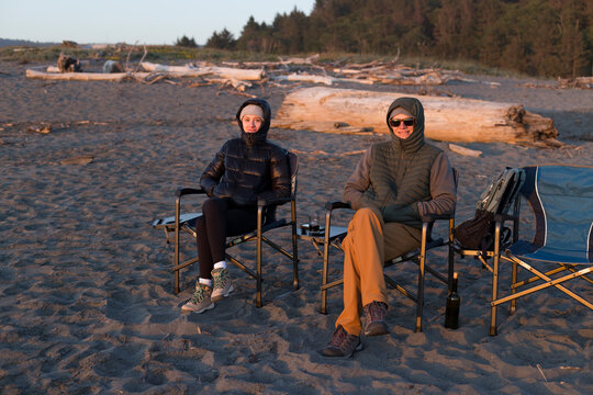 Bundled watching a coastal sunset in Northern Ca. 