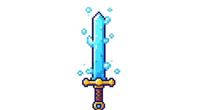 Enchanted Ice Sword with Glowing Blue Aura.