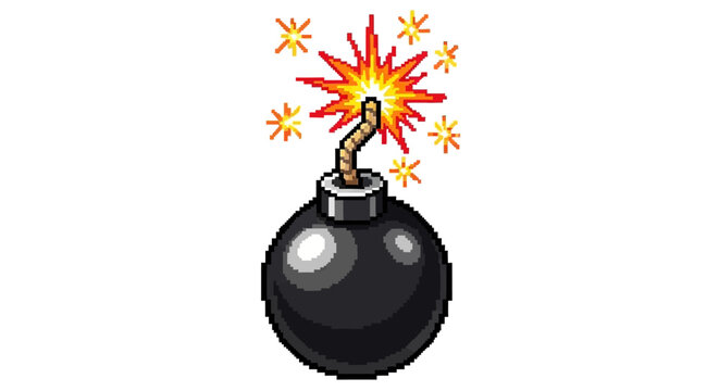 Exploding Bomb with Sparks and Fuse.