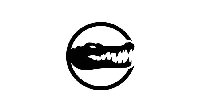 Black alligator head logo.