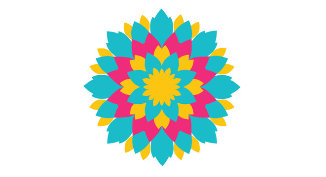 Colorful floral mandala with layered petals a vibrant symmetrical design