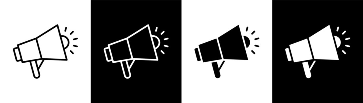 megaphone white icon set design