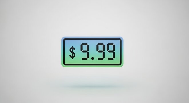 Digital price display showing nine ninety-nine for retail promotions and online offers