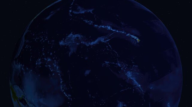 Satellite Zoom In From Space To Vientiane Laos At Night