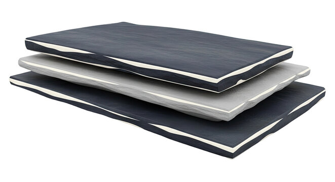 Stacked Rectangular Mattresses with Striped Edges