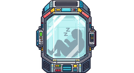 Futuristic Cryo Pod with Sleeping Person Inside. © Luminaryshine