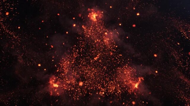 Fiery Triangle Symbol Exploding into Sparks and Smoke.